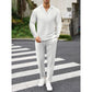 🔥Uitverkoop 50% korting🔥Elegant Men's Two-Piece Set with Collared Top & Drawstring Pants👔