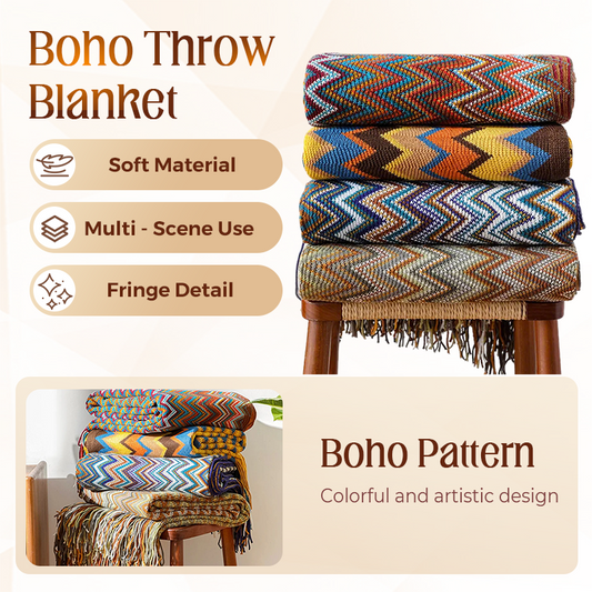 🌈Uitverkoop 50% korting🌈Boho gestreepte plaid met kwastjes