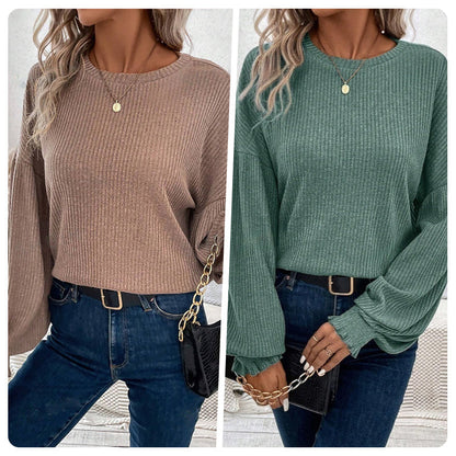 ✨Uitverkoop 50% Korting✨Women's Casual Pleated Lantern Sleeve Sweater🧶👚