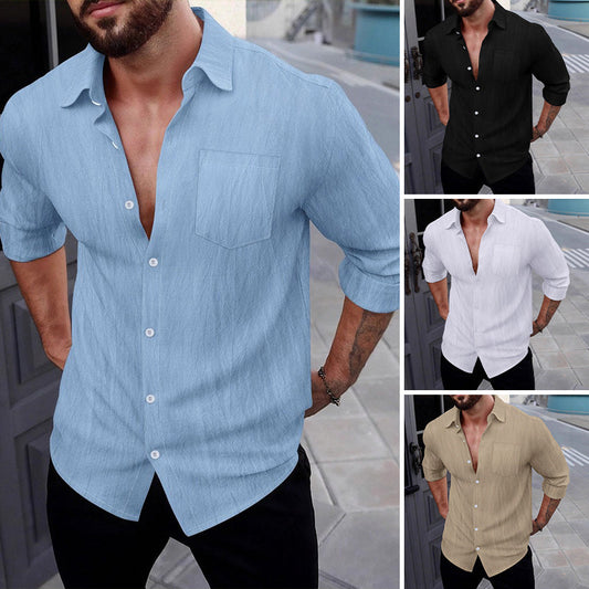 🔥Uitverkoop 50% korting🔥Heren linnen overhemden met lange mouwen en knoopsluiting👔