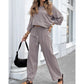 ✨Uitverkoop 50% Korting✨Dames Casual Effen Kleur Lange Mouwen Top en Broek Set👕