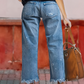 ✨Uitverkoop 50% Korting✨Denim cropped broek met rechte pijpen👖