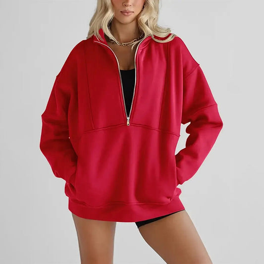 ✨Uitverkoop 50% Korting✨Women's Casual Lapel Half Zip Tops🧥