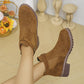 ✨Uitverkoop 50% Korting✨Dames Effen Kleur Enkellaarsjes met Lage Hak en Elastiek👢