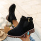 ✨Uitverkoop 50% Korting✨Dames Effen Kleur Enkellaarsjes met Lage Hak en Elastiek👢