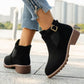 ✨Uitverkoop 50% Korting✨Dames Effen Kleur Enkellaarsjes met Lage Hak en Elastiek👢