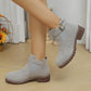 ✨Uitverkoop 50% Korting✨Dames Effen Kleur Enkellaarsjes met Lage Hak en Elastiek👢