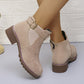 ✨Uitverkoop 50% Korting✨Dames Effen Kleur Enkellaarsjes met Lage Hak en Elastiek👢