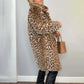 Dames luipaardprint halflange jas