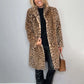 Dames luipaardprint halflange jas