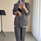 Dames Lange Mouw Blazer & Wijde Pijp Broek 2-Delige Set