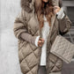 Modieuze halflange parka voor dames met gebreide mouwen en patchwork