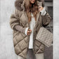 Modieuze halflange parka voor dames met gebreide mouwen en patchwork