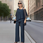 ⏳58% KORTING – Dames chiffon top met asymmetrisch design & wijde broek | 2-delige set
