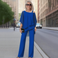 ⏳58% KORTING – Dames chiffon top met asymmetrisch design & wijde broek | 2-delige set