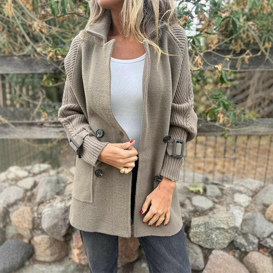 🍂💕Halflange jas met dubbele knopen en revers