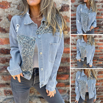 🔥 Trendy Denim Jack met Luipaardprint 🐆✨