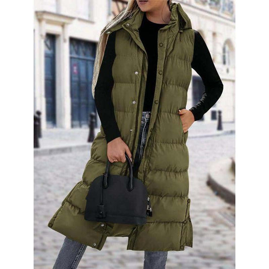 🤩 🤩 🤩 VANDAAG VOORDAT VOORDAT UITVERKOCHT! 👇🎁Dames Lange Donsvest | Kap en Knoopsluiting