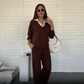 ✨ Dames 2-Delige Set – Lange Mouw Revers Top & Broek | Tijdelijk -50% Korting 🎁
