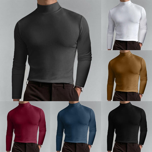 🌸 Up tot 49% korting🔥 Hooggesloten top met lange mouwen en slanke pasvorm voor heren