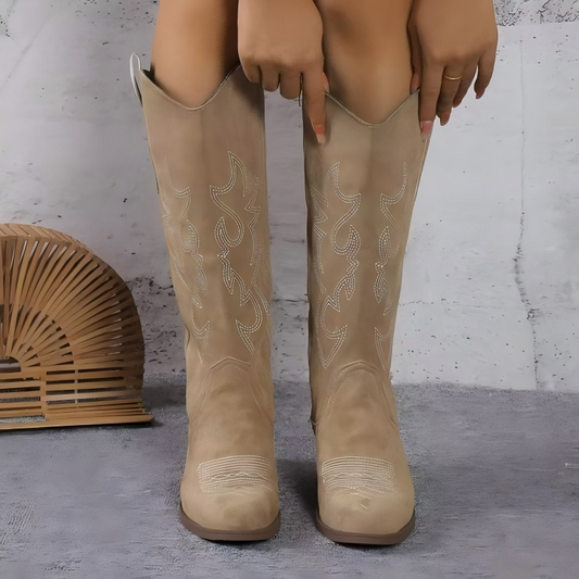 💥 Onweerstaanbaar Comfort & Stijl – Dames Cowboylaarzen met Lage Blokhak 💥