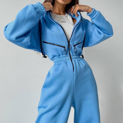 🔥 NIEUW! Trendy Dames Jumpsuit met Capuchon – Comfortabel, Stijlvol & Effen Kleur ✨ Perfect voor Thuis, Shoppen of Streetwear 🌟 50% KORTING – OP=OP!