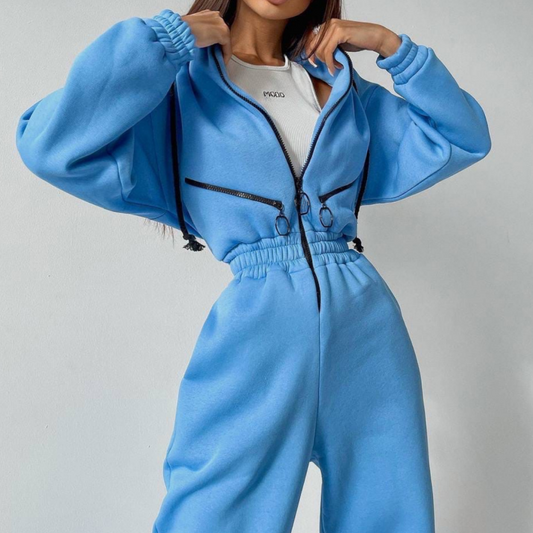 🔥 NIEUW! Trendy Dames Jumpsuit met Capuchon – Comfortabel, Stijlvol & Effen Kleur ✨ Perfect voor Thuis, Shoppen of Streetwear 🌟 50% KORTING – OP=OP!