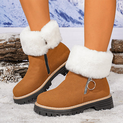 🔥 Dikke dames sneeuwlaarzen met bontkraag & ritssluiting – Warm, stijlvol & 50% KORTING!