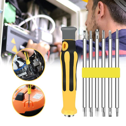 🛠️ 6-in-1 Multifunctionele Schroevendraaierset Magnetische Bits van CR-V Staal – Eén Set voor Alle Reparaties
