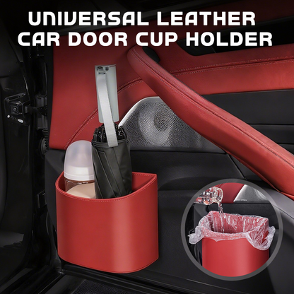 🥳 2026 HOT SALE! 50K+ VERKOCHT! 🚗 Lederen Autodeur Bekerhouder – Stevige Clipbevestiging | Voor Drankjes & Telefoon | 2+1 GRATIS