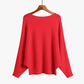Dames geribbelde gebreide truien met boothals en dolmanmouwen