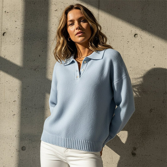 ✨ 50% KORTING! Zachte Gebreide Trui voor Dames – Warm, Stijlvol & Comfortabel met Kraag en Knopen ❄️