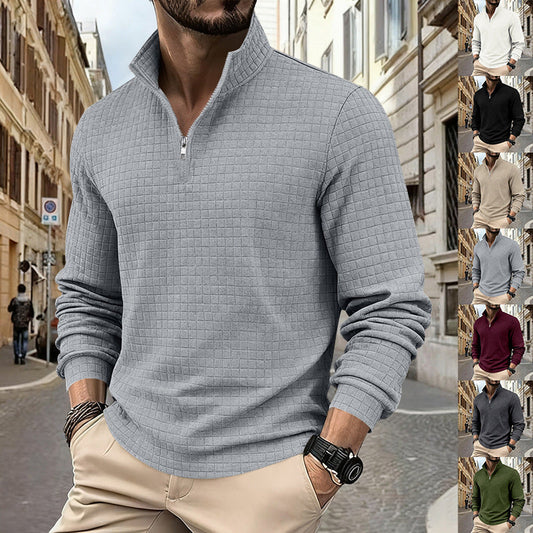 🔥 50% KORTING | Heren Pullover Sweatshirt met Kwartrits & Jacquardpatroon – Comfort & Stijl in Één