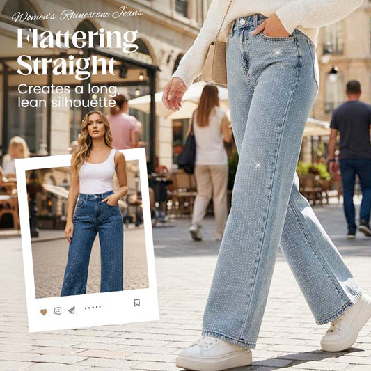 ⏳Tijdelijk 50% korting⏰Stijlvolle Damesjeans met Strasssteentjes – Comfortabel, Chic en Tijdloos Glamour