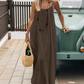 💖 Verras je Liefde – Casual Maxi-Jurk met Spaghettibandjes & Open Rug