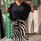 🖤 Dames Casual Set – Strik Blouse & Zebrastreep Midi-Rok 💃 Comfortabel, Stijlvol & Perfect voor Lente/Zomer – Nu 63% KORTING