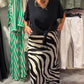 🖤 Dames Casual Set – Strik Blouse & Zebrastreep Midi-Rok 💃 Comfortabel, Stijlvol & Perfect voor Lente/Zomer – Nu 63% KORTING