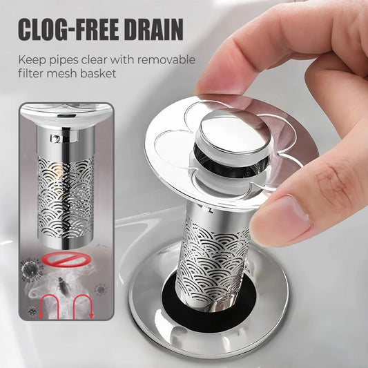 🌊 Universele Pop-Up Afvoerstop – Gemakkelijk & Lekvrij voor Bad, Douche & Keuken | 50% KORTING