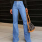 Modieuze Dames Jeans met Hoge Taille & Flared Pijpen – Slankmakend & Comfortabel