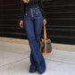 Modieuze Dames Jeans met Hoge Taille & Flared Pijpen – Slankmakend & Comfortabel
