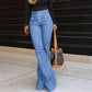 Modieuze Dames Jeans met Hoge Taille & Flared Pijpen – Slankmakend & Comfortabel