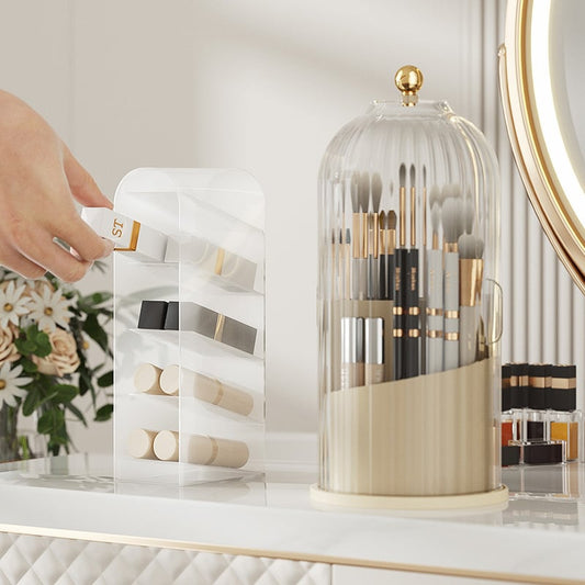 💄 360° Draaibare Make-upborstel Organizer – Netjes & Ruimtebesparend