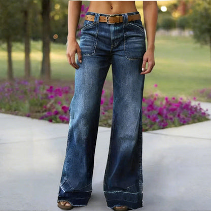 Retro Flare Jeans met Zakken – Slank Effect, Comfortabele Pasvorm | Nu 50% Korting
