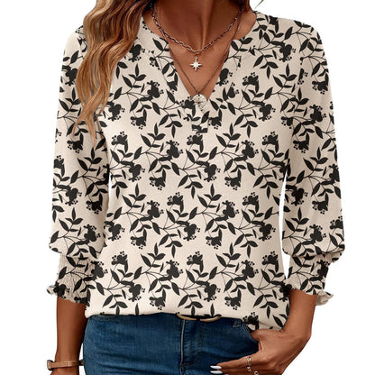 🎁 50% KORTING! Damesmode V-hals Blouse met 3/4 Mouwen – Comfortabel, Stijlvol & Perfect voor Werk of Vrije Tijd