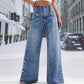 🔈🔈2026 NIEUWE AANWINSTEN - HOT SELLERS🔥👖Hoge taille jeans met wijde pijpen – gemakkelijk aan te trekken! Zijsplitten laten de wind binnen en houden je koel. 🌸