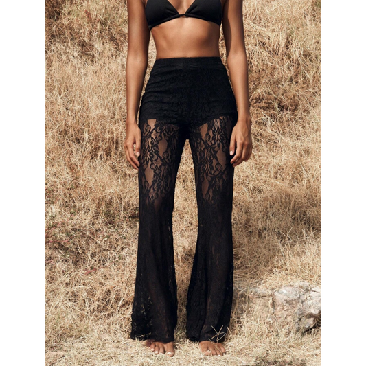 Elegante Kanten Flare-Broek met Hoge Taille – Verlengend Silhouet & Vrouwelijke Lijn | Tijdloos Chic