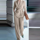 ⏳Tijdelijk 50% korting⏰ Elegant damespak bestaande uit een blazer met strikceintuur en een wijde broek 👔👖