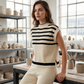 Tweedelige set die comfort en stijl moeiteloos combineert💕Gestreepte Top & Wijde Broek – Jouw Nieuwe Zomercombi