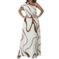 Maxi-Jurk Met Abstracte Print & Één Schouder – Opvallend Elegant