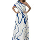 Maxi-Jurk Met Abstracte Print & Één Schouder – Opvallend Elegant